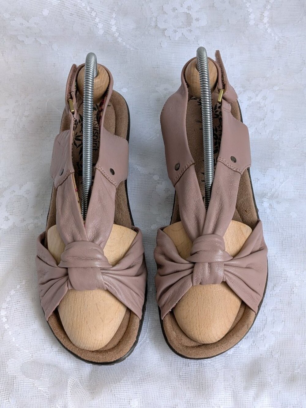 NEW EASY SPIRIT Esverella Rosy Tan Leather Peep Toe Slingback Sandals Size 8.5 M